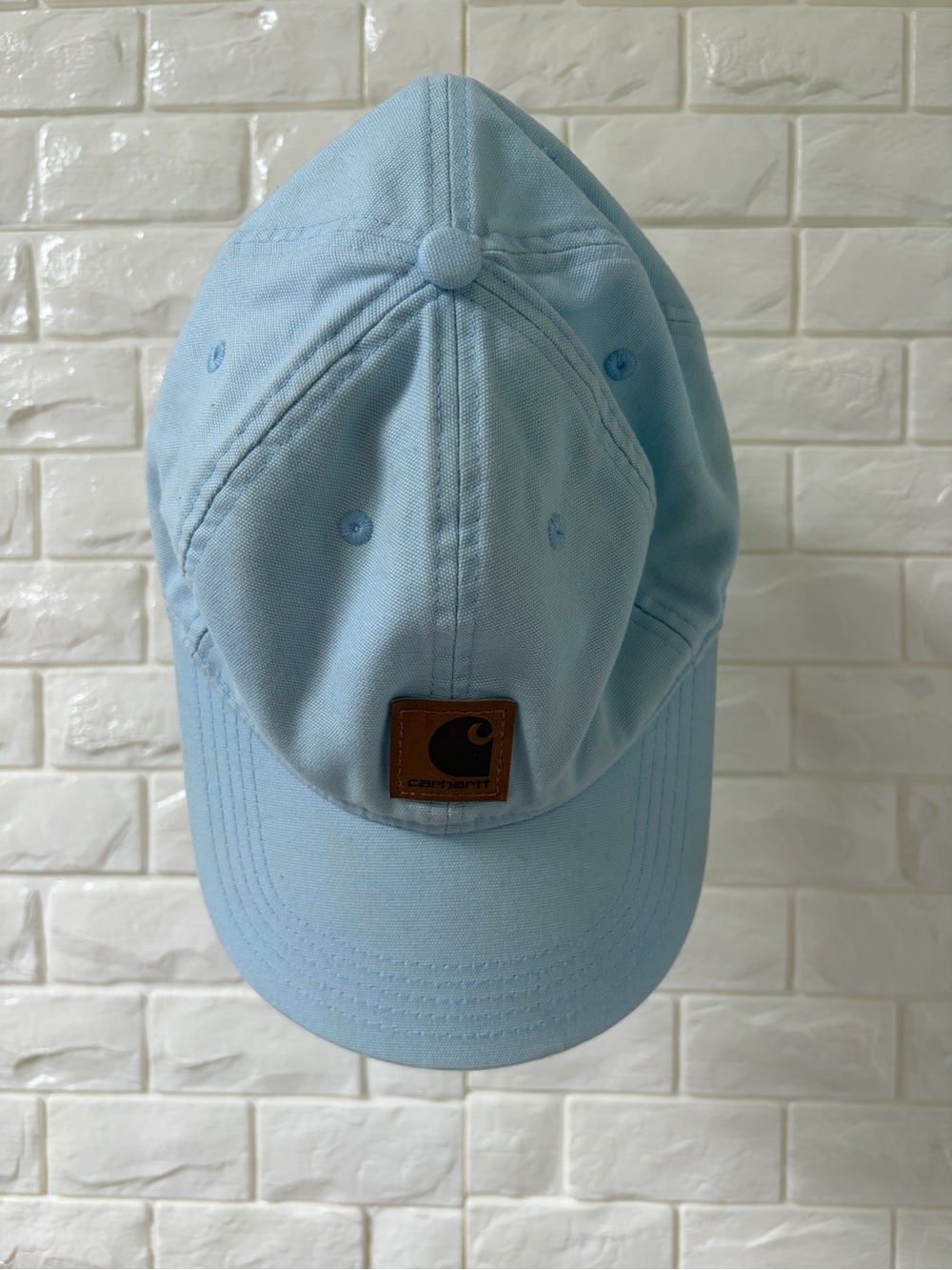 Carhartt Pale Blue Cotton Baseball Cap with Leather Logo